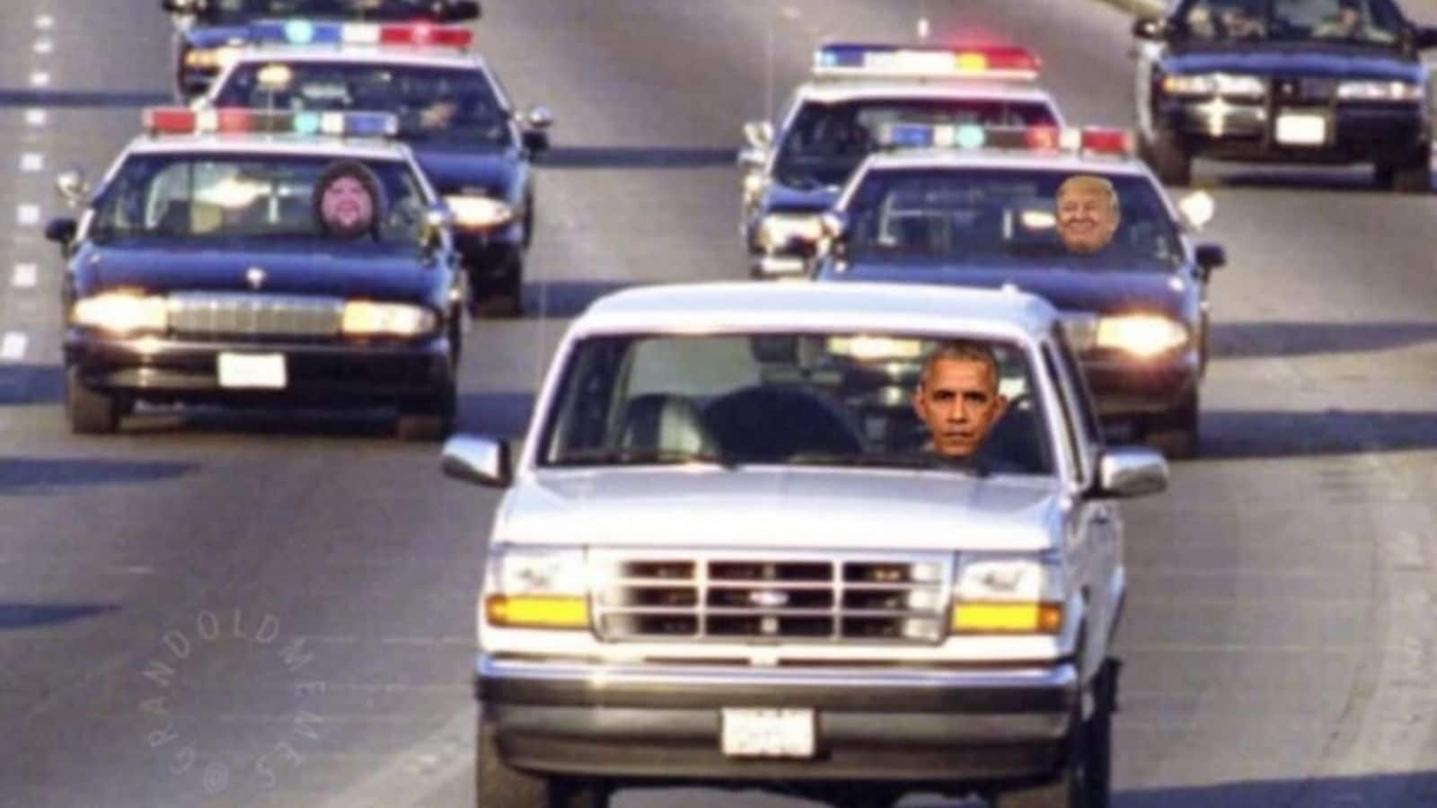 Trump's latest meme jibe features Obama in OJ Simpson white Ford Bronco police chase