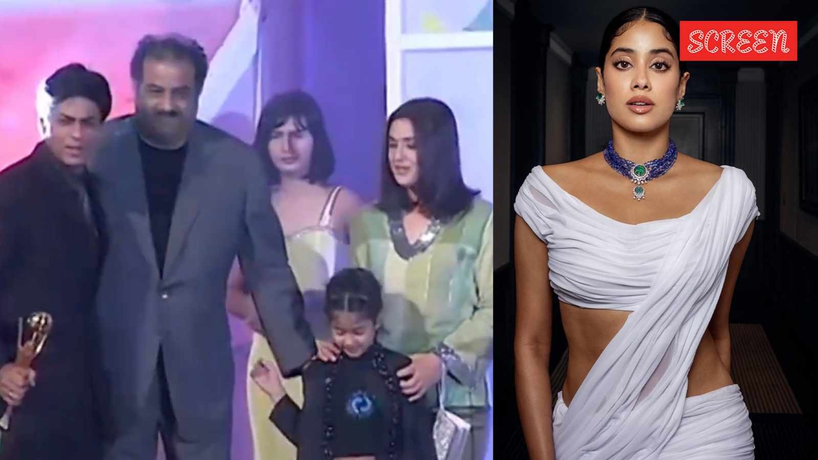 When little Janhvi Kapoor stole the show while handing an award to Shah Rukh Khan; got a peck on the cheek from the actor. Watch