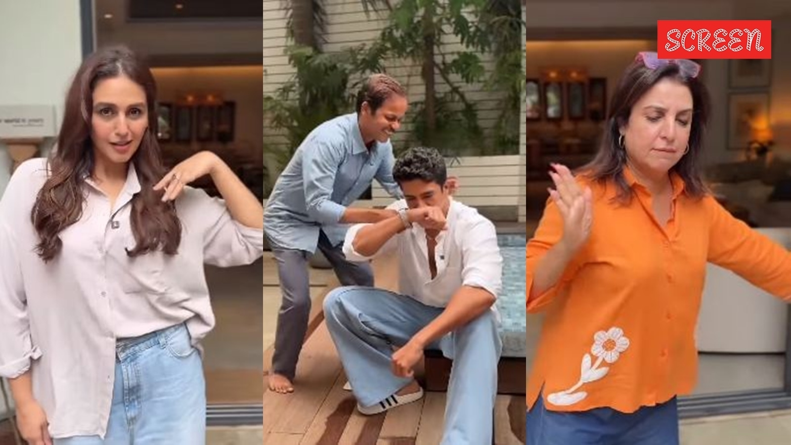 Farah Khan asks her cook Dilip, ‘Kya hogaya hai tereko' as he kisses Saqib Saleem after dancing with Huma Qureshi