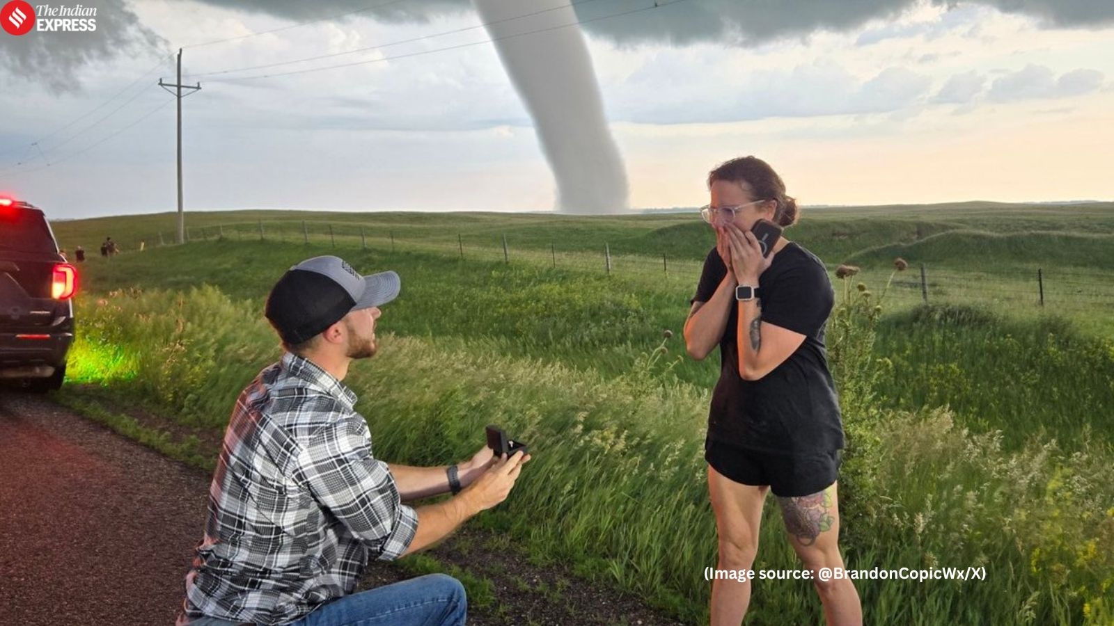 Storm-chasing couple gets engaged during breathtaking tornado in South Dakota, pictures go viral: ‘This is so epic'