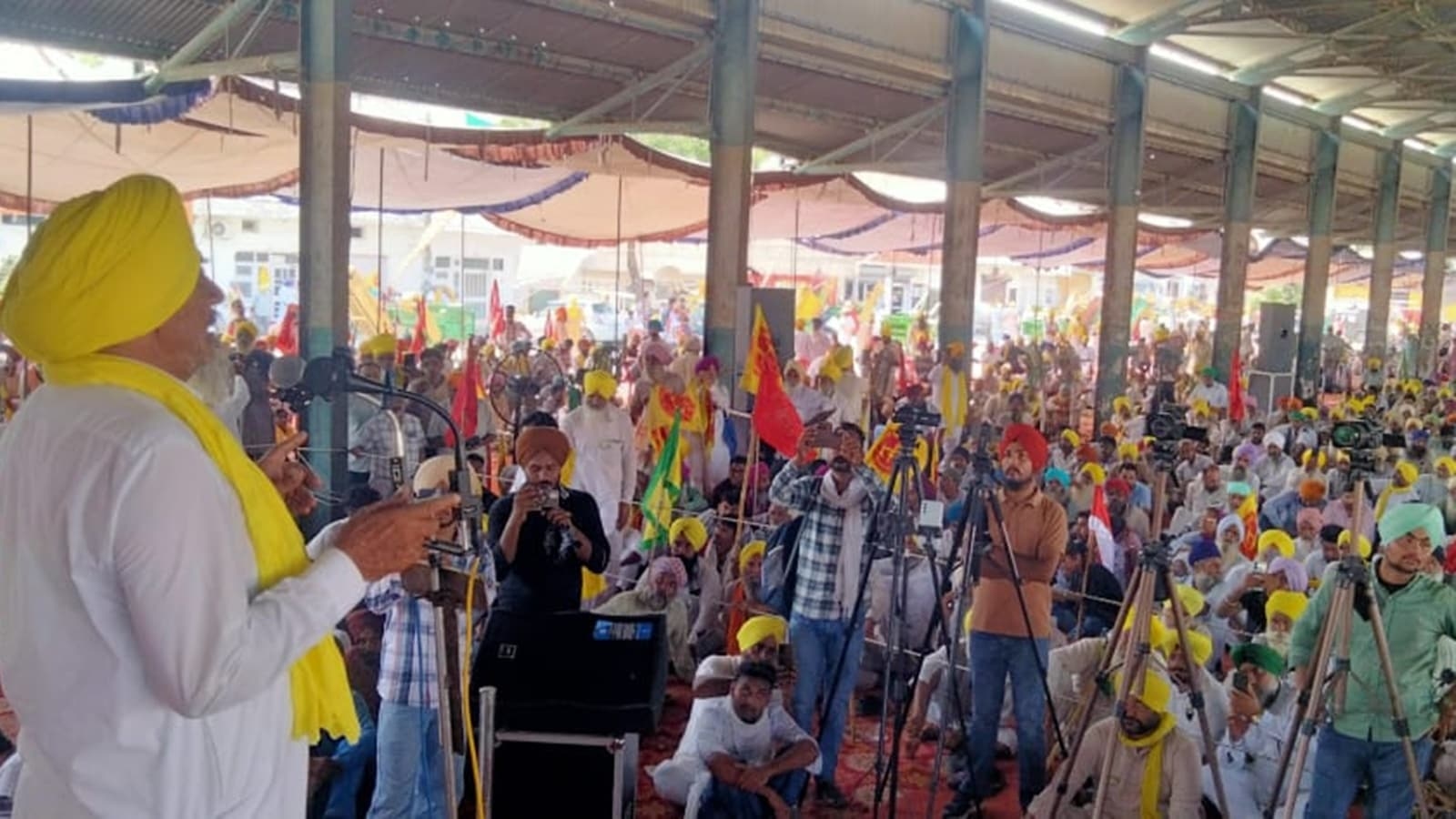 Farmers, farm workers hold mega protest in Punjab's Sangrur, demand land rights, release of arrested leaders