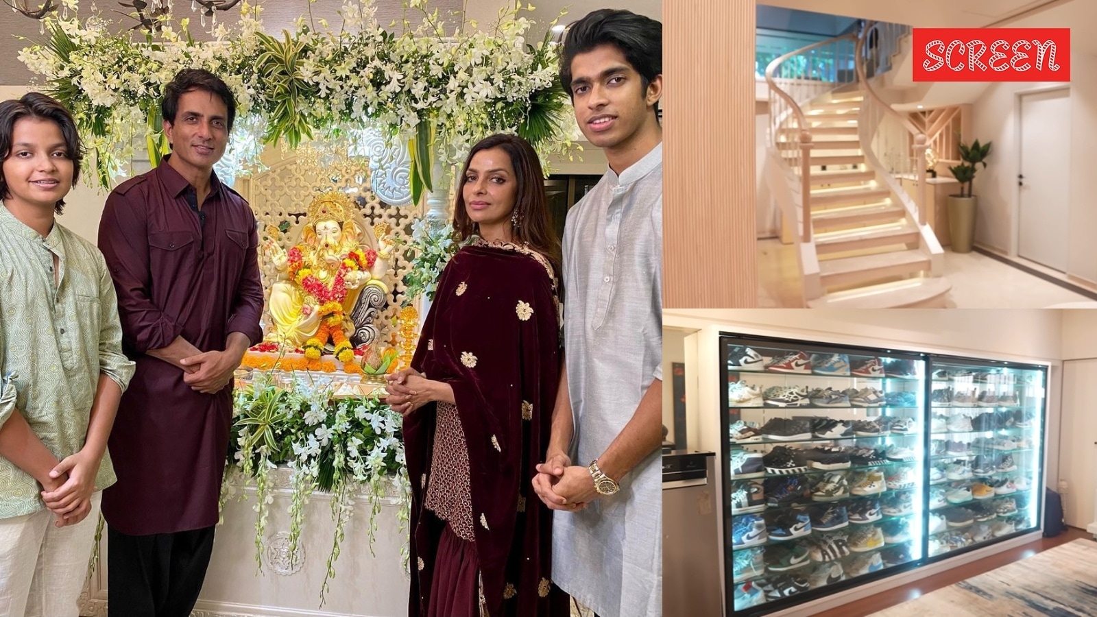 Inside Sonu Sood's new luxury bungalow with a room for sneaker collection, greenery all around, and paintings made by his son. Check out