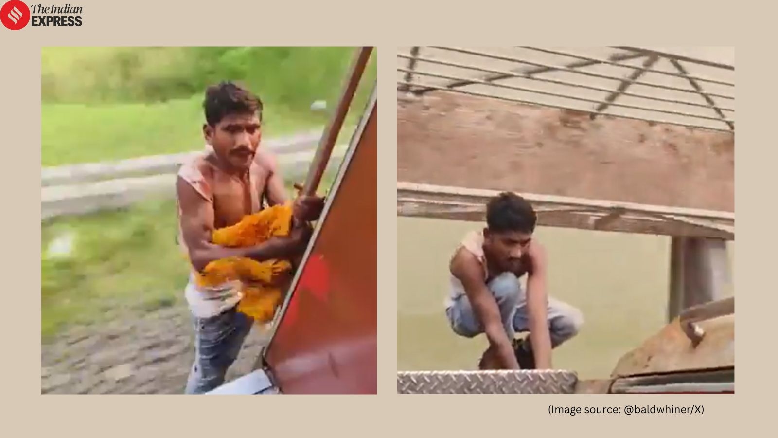 Thief hangs off moving train after snatching phone, jumps off as passengers beat him: WATCH