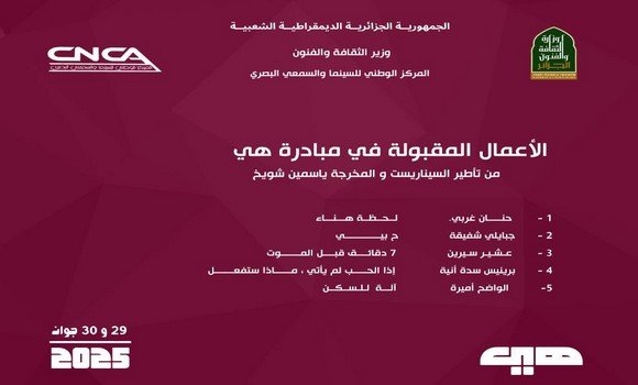 المركز الوطني للسينما والسمعي البصري: الإعلان عن قائمة مشاريع برنامج "هي" للسنيمائيات الجزائريات
