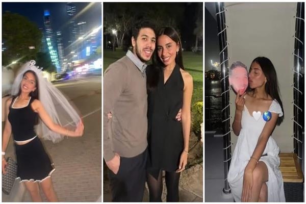 حفيد عادل إمام يحتفل بعروسته فريدة أشرف قبل زفافهما المنتظر