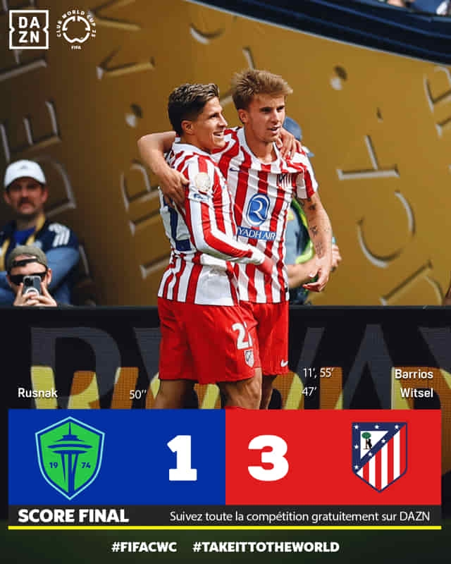 باريوس يقود أتليتيكو للفوز 3-1 على ساوندرز في كأس العالم للأندية