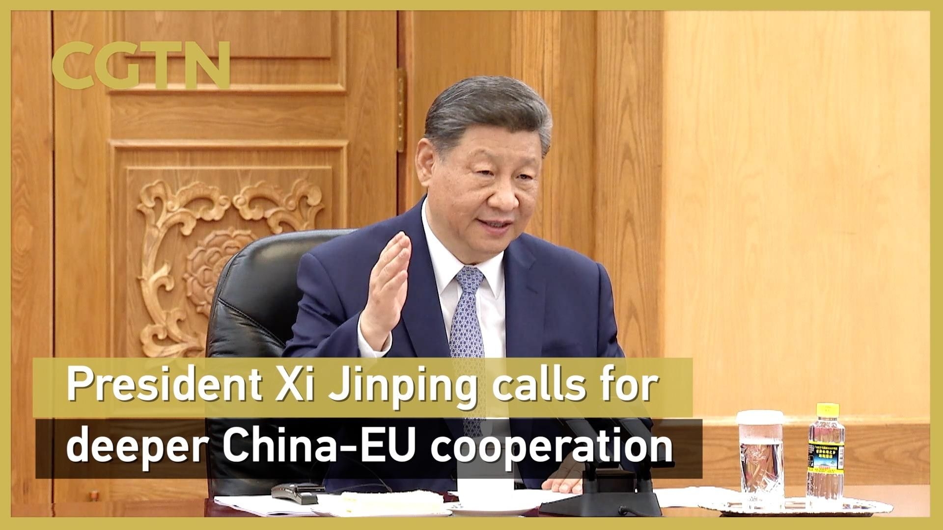 President Xi meets European Council president, European Commission president