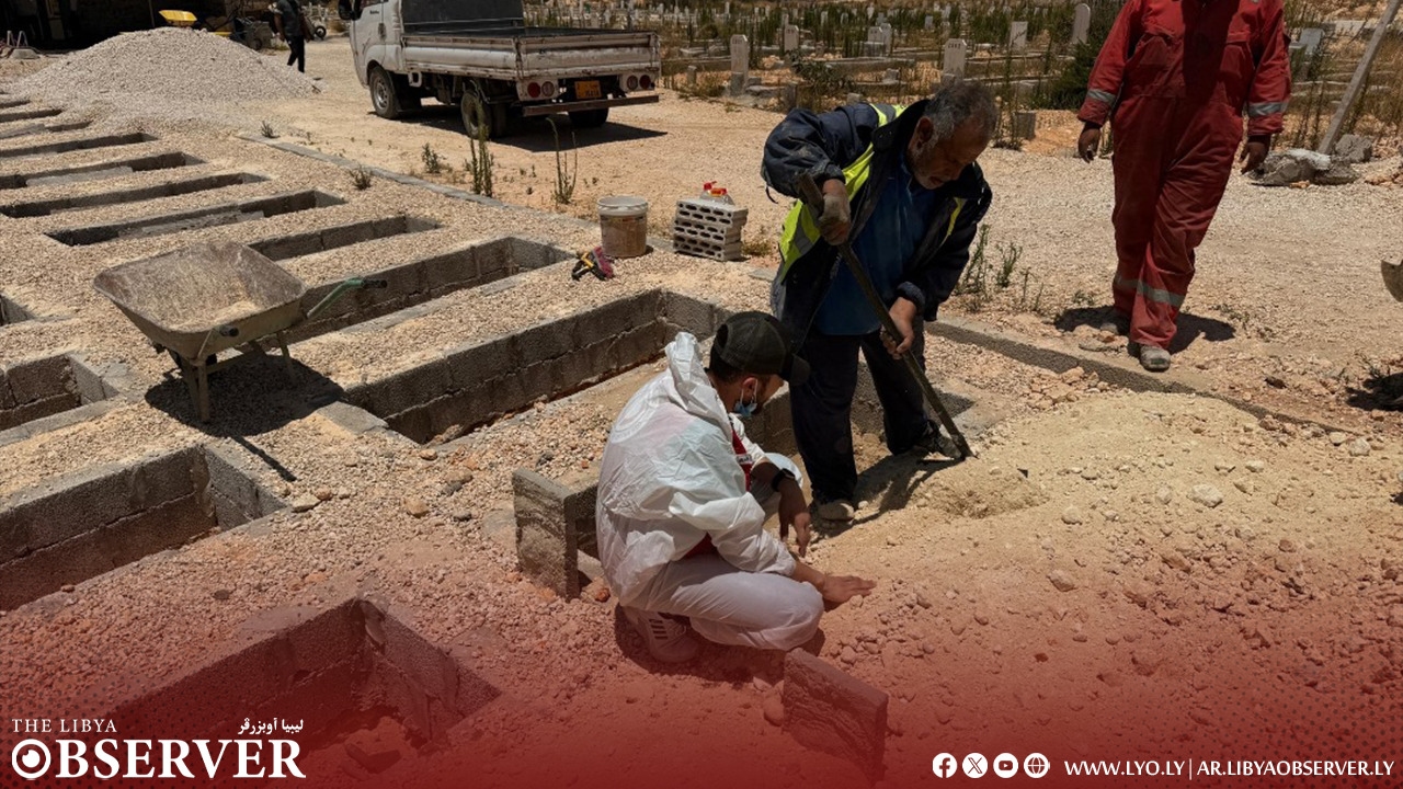Libyan Red Crescent in Al-Bayda buries unidentified victims of Storm Daniel