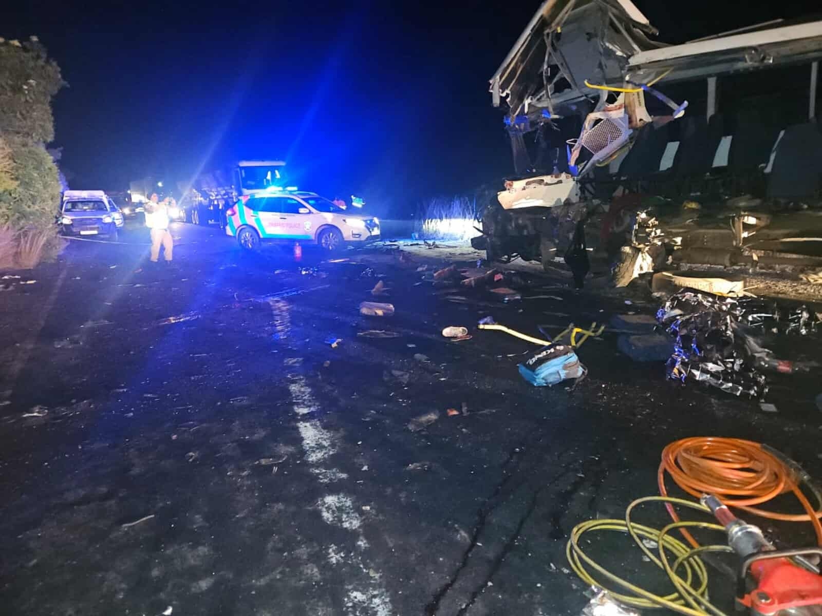 At least 12 dead in a bus and truck collision in KZN
