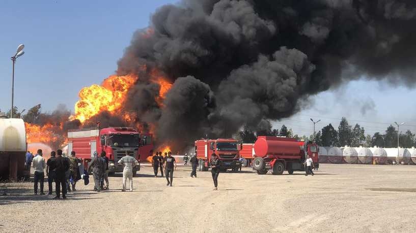 خانقين.. اندلاع النيران في محطة للوقود