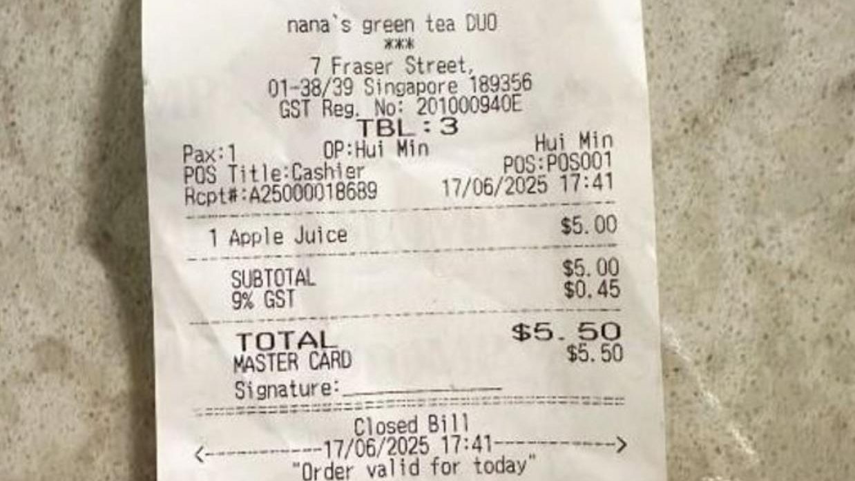 S$5 green tea for S$5.50? -— Nana's Green Tea under scrutiny for GST overcharging after customer complaint