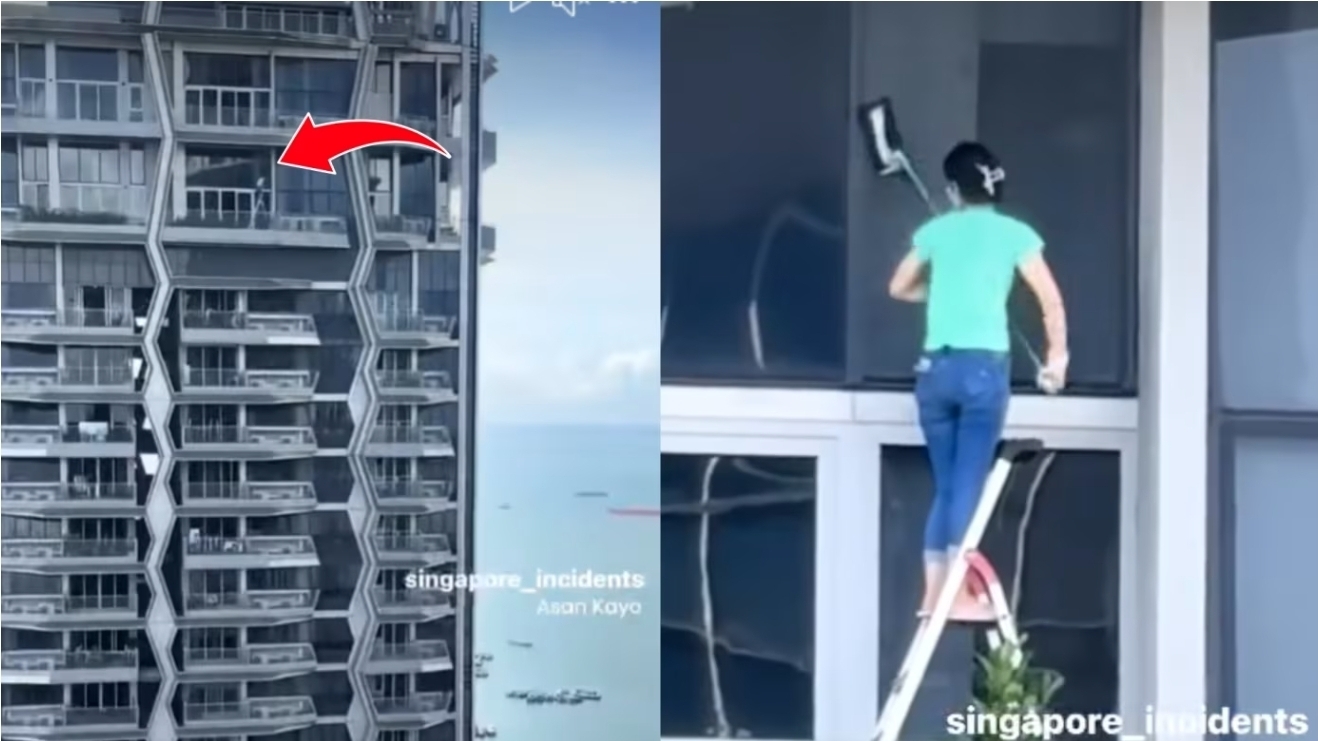 "So scary" - Netizens fear for woman seen cleaning high-rise windows without safety gear