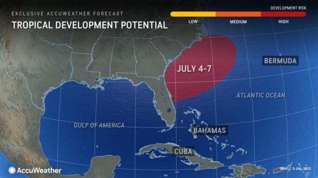 High risk of tropical development off US Atlantic coast