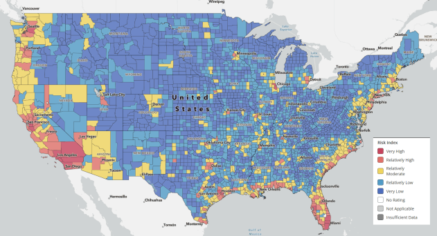Map reveals best and worst places to live for natural disasters