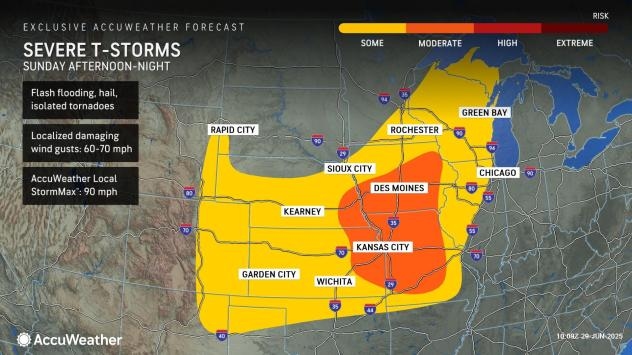 Severe thunderstorms to threaten central and eastern US with flooding and damaging winds