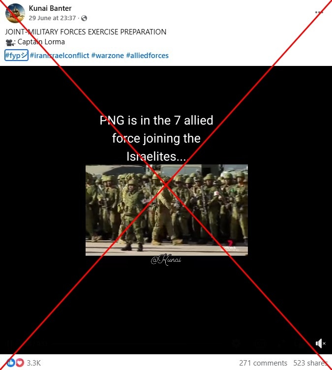 Posts about PNG sending troops to Israel misuse old footage