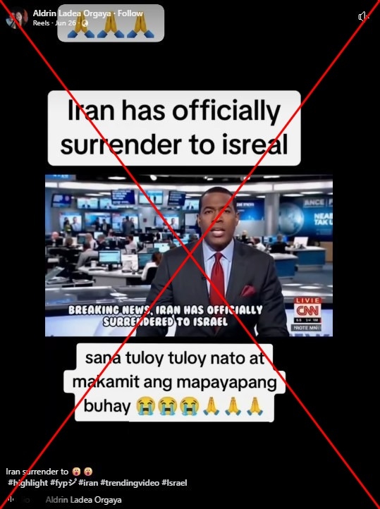 False posts share AI-generated news report about Iran 'surrendering' to Israel
