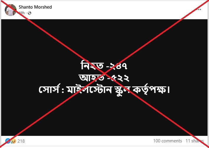 Posts share false Bangladesh jet crash death toll