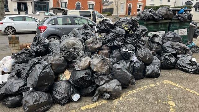 Rubbish piles at 'crisis point' amid bin strikes