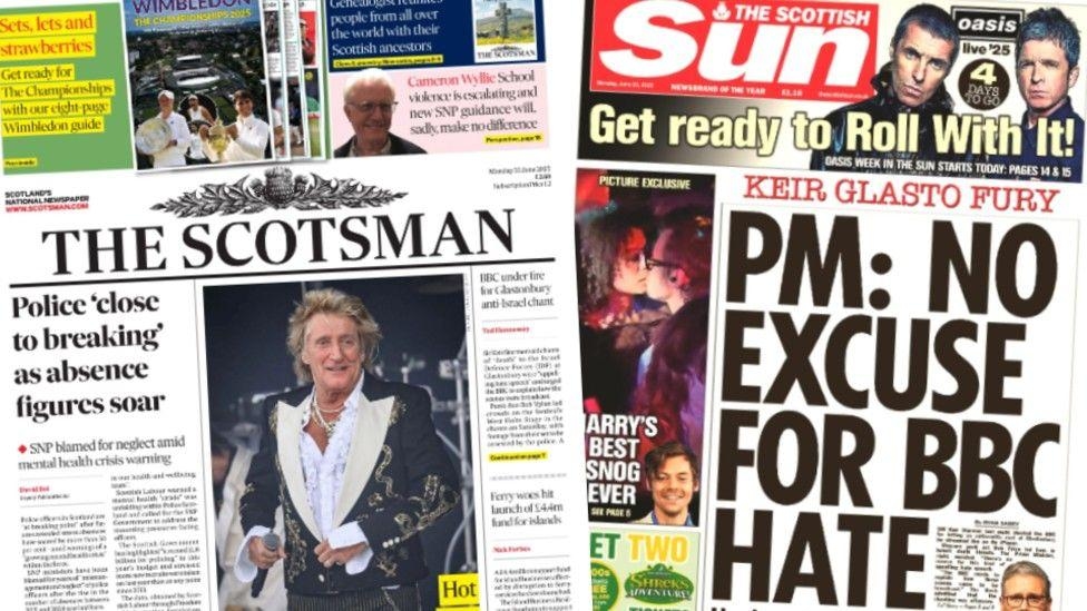 Scotland's papers: Police absences 'soar' and Glastonbury chants row