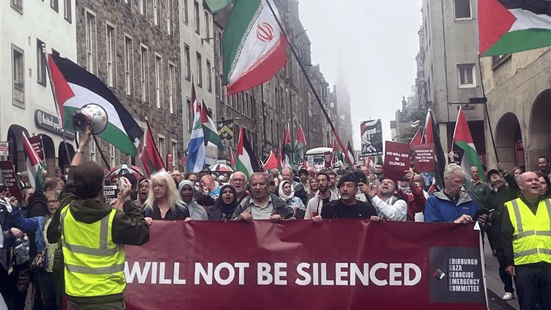 Thousands take to streets in Edinburgh pro-Palestine protest