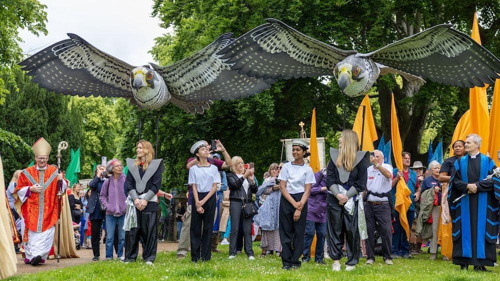 Peregrine chicks celebrated in city's pilgrimage