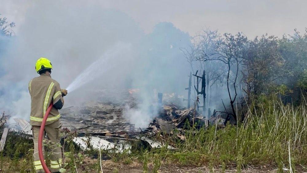 Fire at large farm buildings tackled by six crews