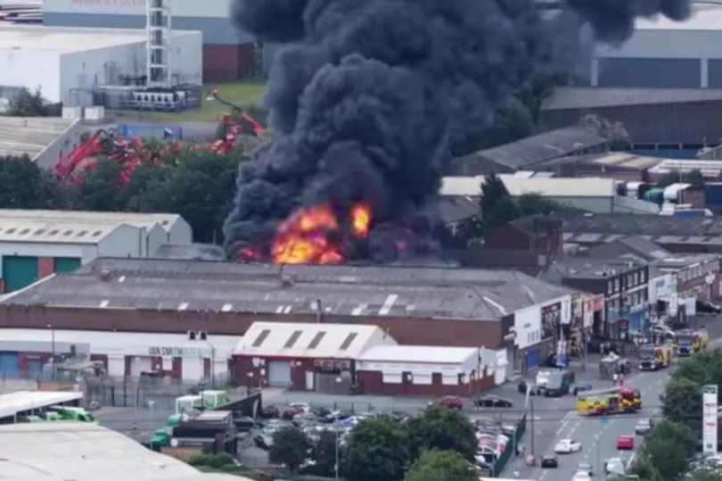 Great Bridge factory fire evacuates 'several homes' as drone footage shows scale of blaze
