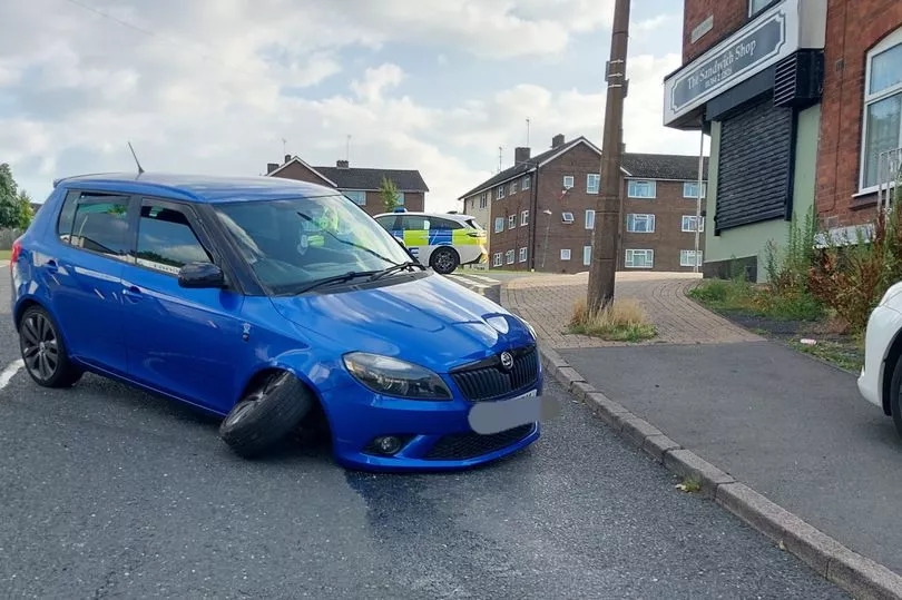 Car found with wheel hanging off and dodgy insurance - but that wasn't worst part