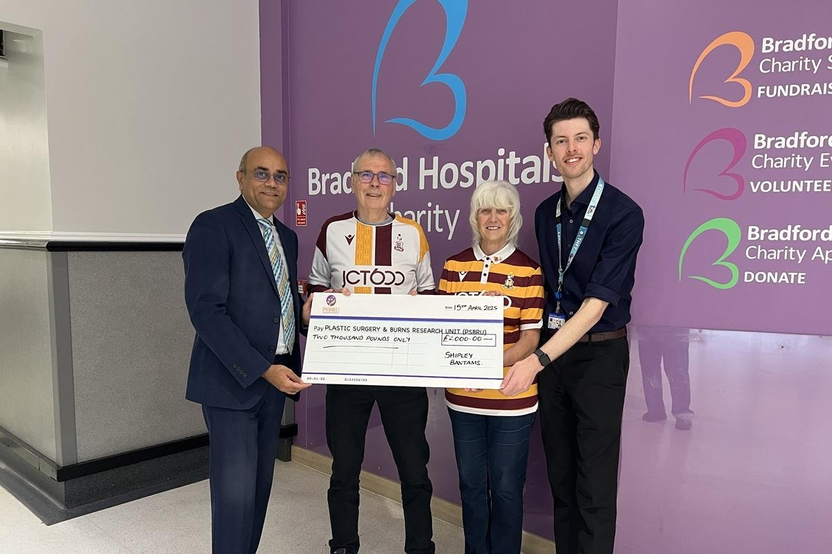 Shipley Bantams deliver donation to Bradford burns unit