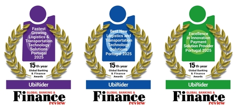 UbiRider Wins Trio of Awards from Global Banking & Finance News