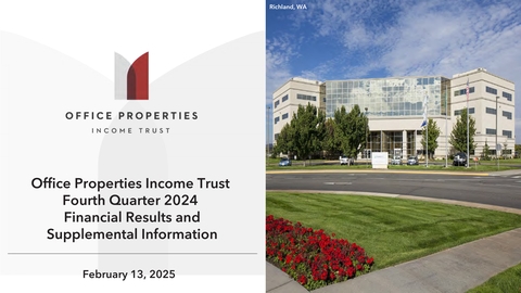 Office Properties Income Trust Announces Fourth Quarter 2024 Results