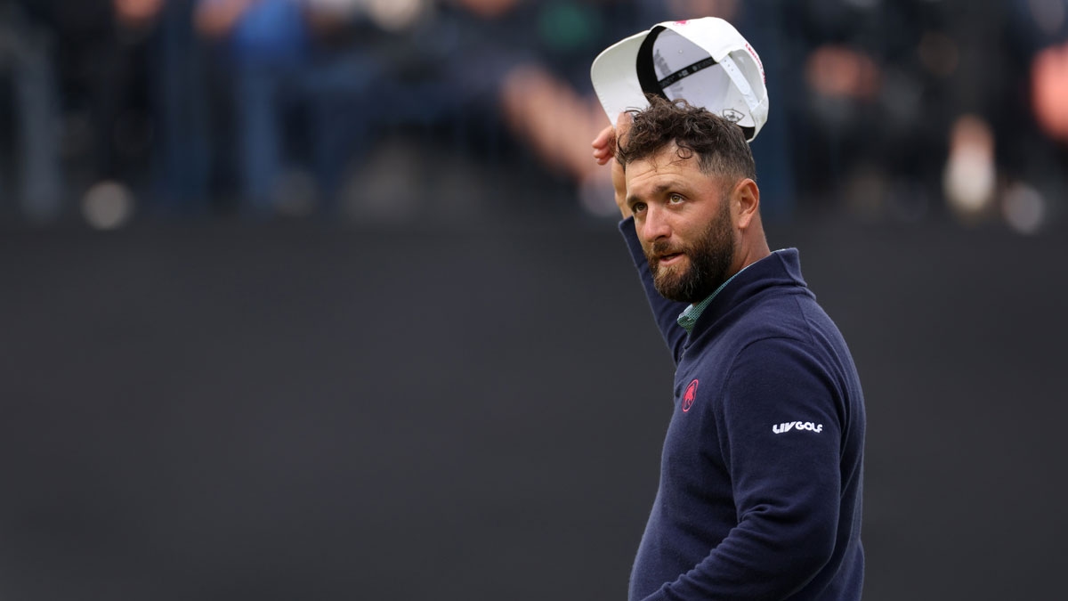 Jon Rahm kicks wedge down Royal Portrush fairway at Open Championship