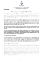 Africa Energy Announces Update To Consolidation