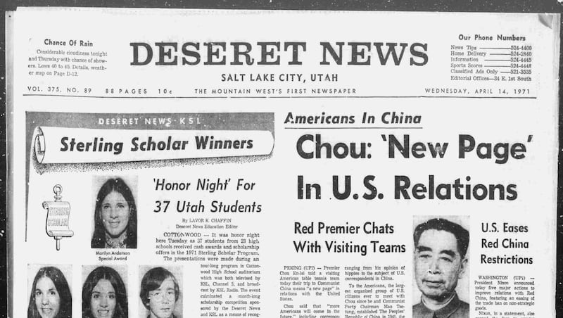 Deseret News archives: ‘Ping-pong diplomacy' took center stage in 1971