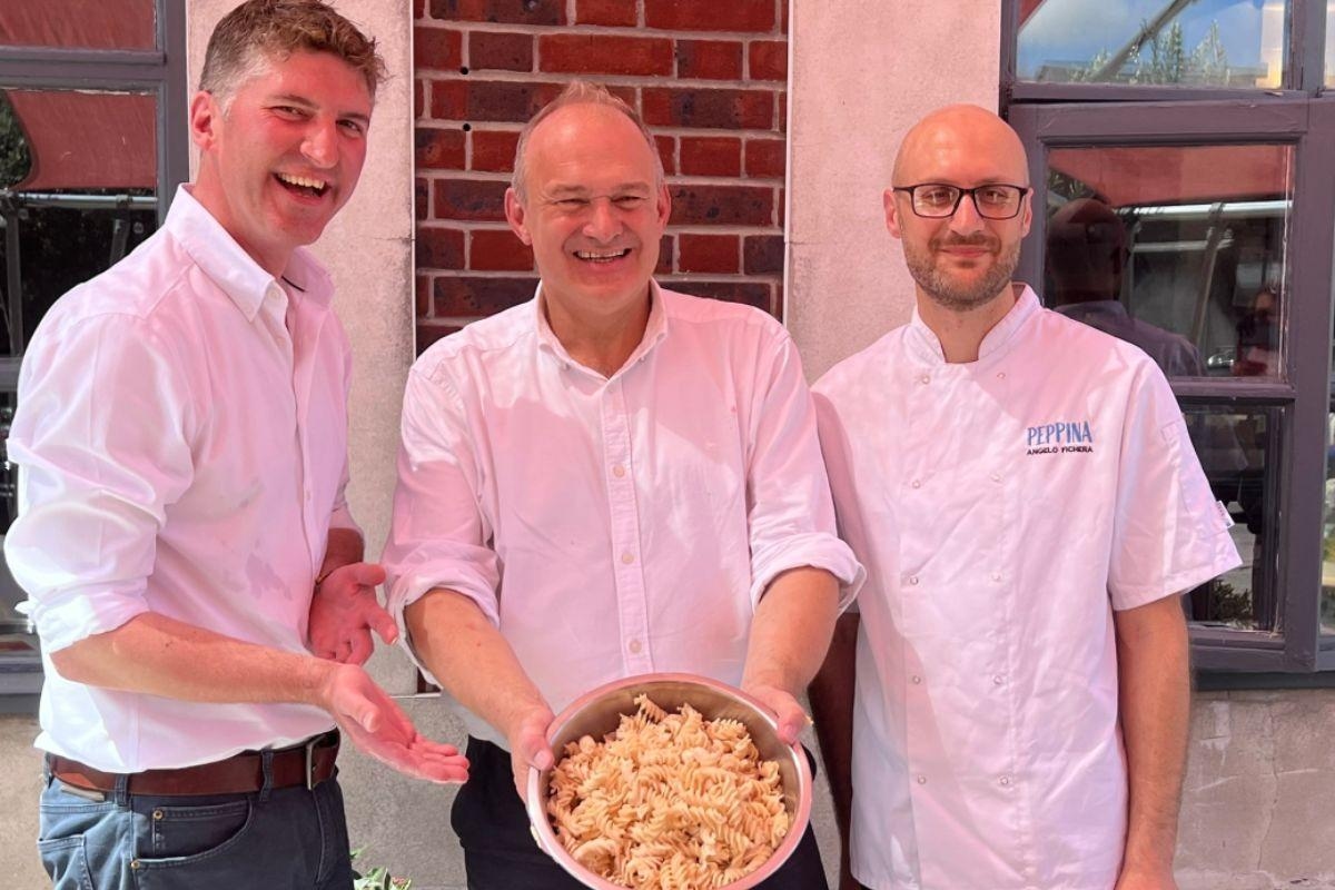 Lib Dem leader urges the public to 'buy local' - as he makes pasta in Dorset
