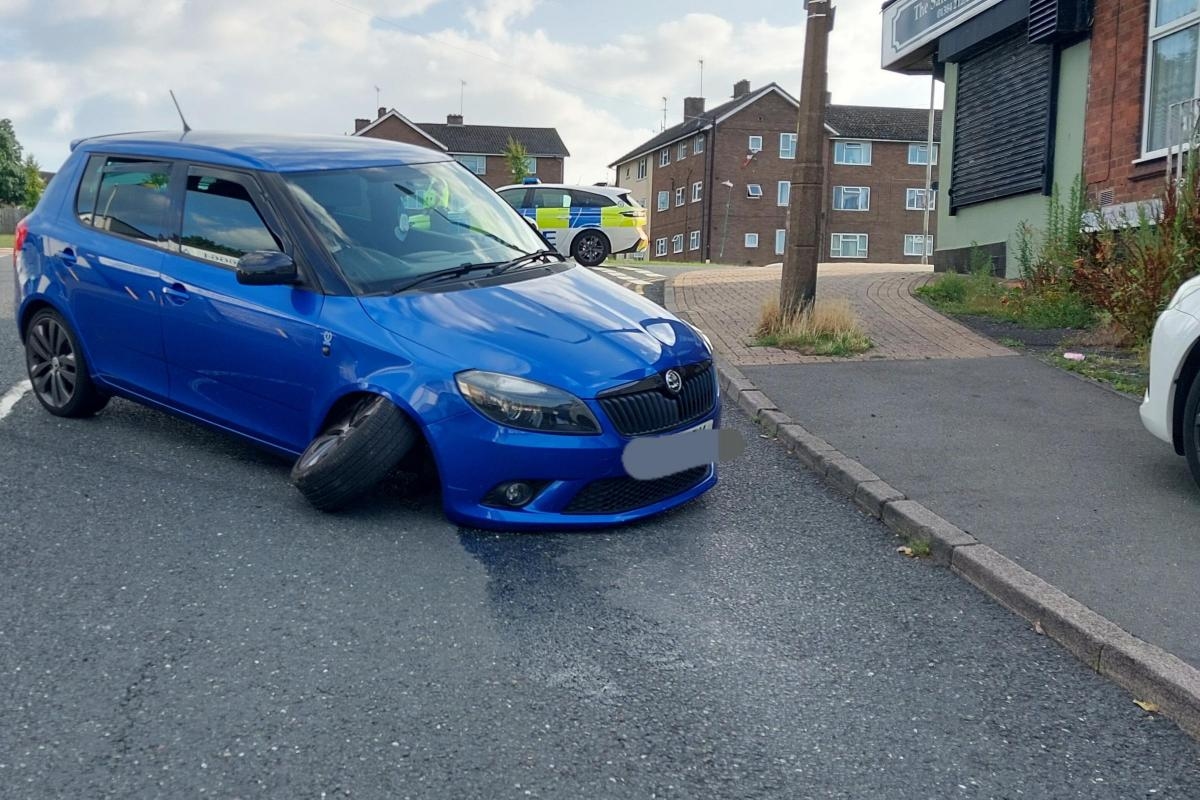 Bid to trace driver after 'large knife' recovered from car crash