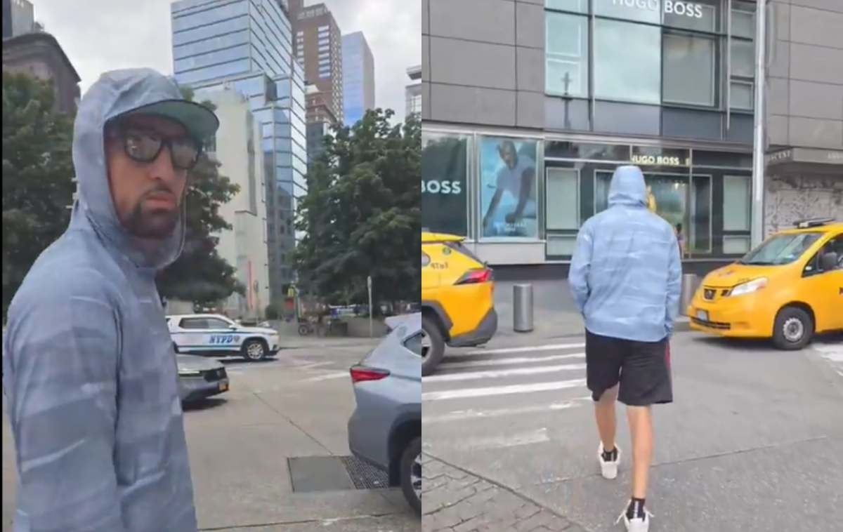 Klay Thompson Looks Uncomfortable As A Fan Follows Him In New York City Without Security