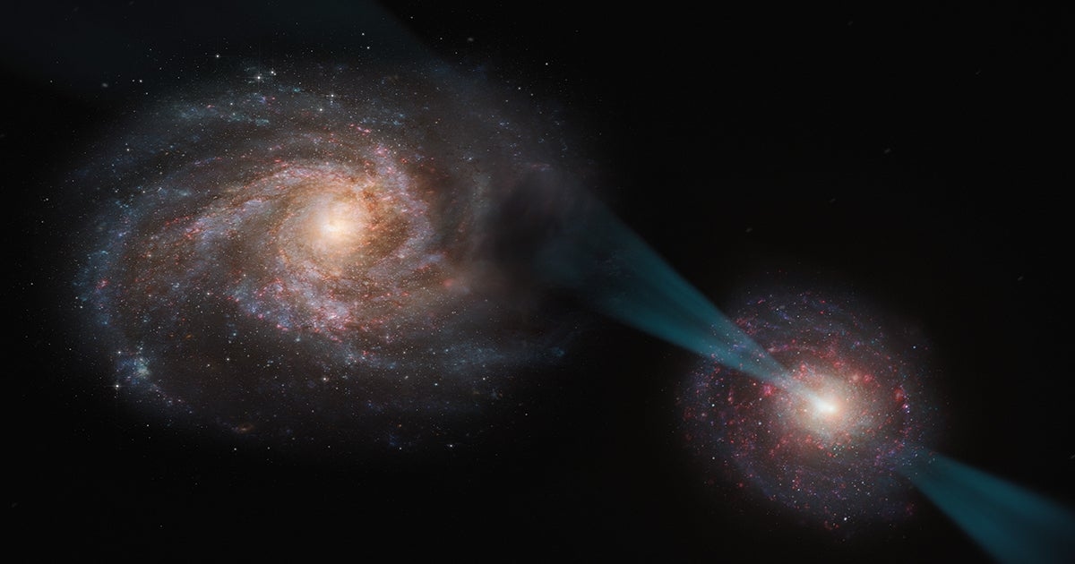 Astronomers Intrigued by Galaxy Blasting Its Neighbor With Giant Energy Beam