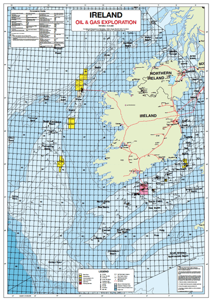 Ireland Oil and Gas On-shore/Off-shore Exploration Map 2025