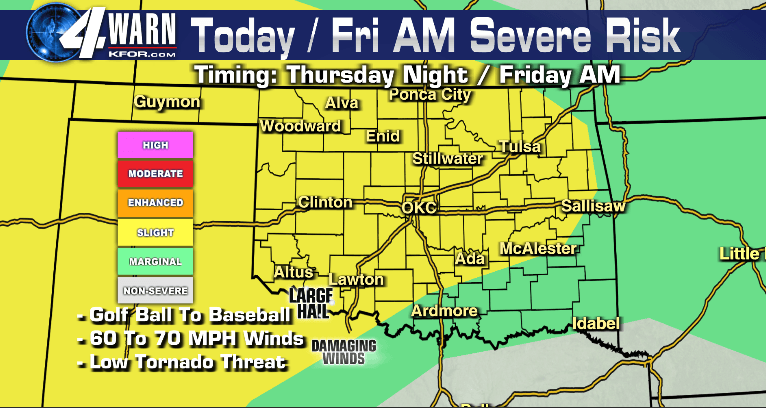 Storms predicted to continue in Oklahoma Thursday night