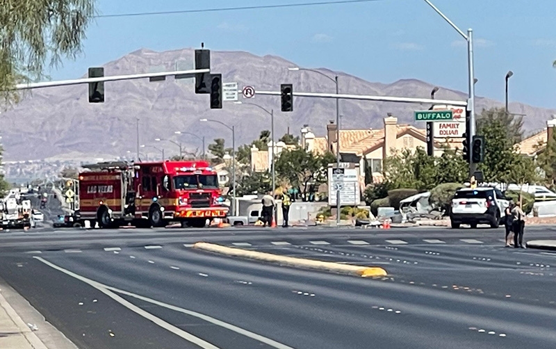 Driver accused of DUI was going nearly 100 mph when he crashed at west Las Vegas intersection: police