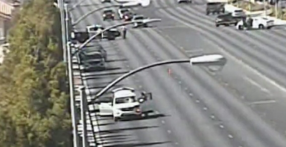 6-year-old critical after ‘large portion' of asphalt goes through windshield in Las Vegas crash