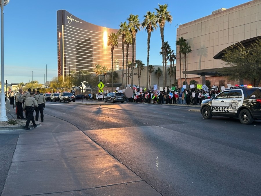 Hundreds protest outside Trump Hotel in Las Vegas, push back against the president's immigration policies