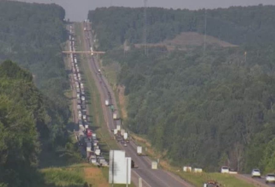 Crash involving semi-truck causes backup on I-44