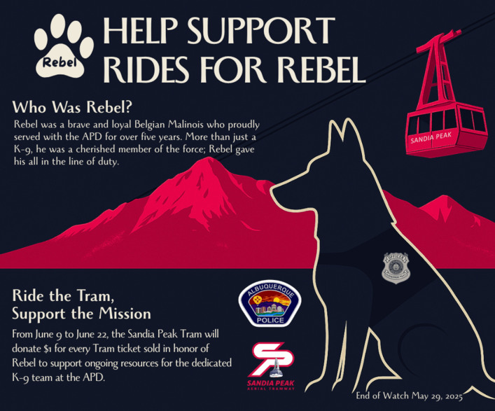 Sandia Peak Tramway to hold fundraiser to honor APD K-9 killed in the line of duty