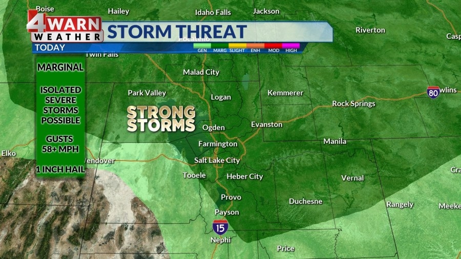 Partly sunny and hot with a isolated strong storm or two possible across northern Utah