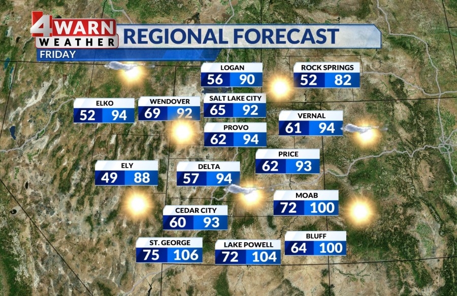 A pleasant, seasonal close to the work week for Utah's weather
