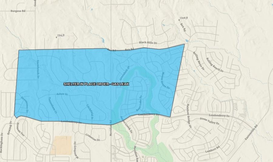 Shelter-in-place for gas leak near Falcon