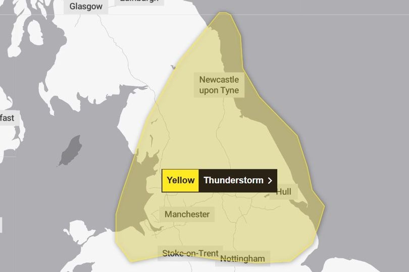 Full list of areas hit by 13-hour Met Office thunderstorm warning